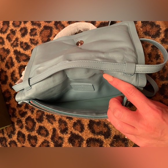 Powder Blue Ferragamo Leather Shoulder and Clutch Bag with adjustable strap. - Picture 5 of 7